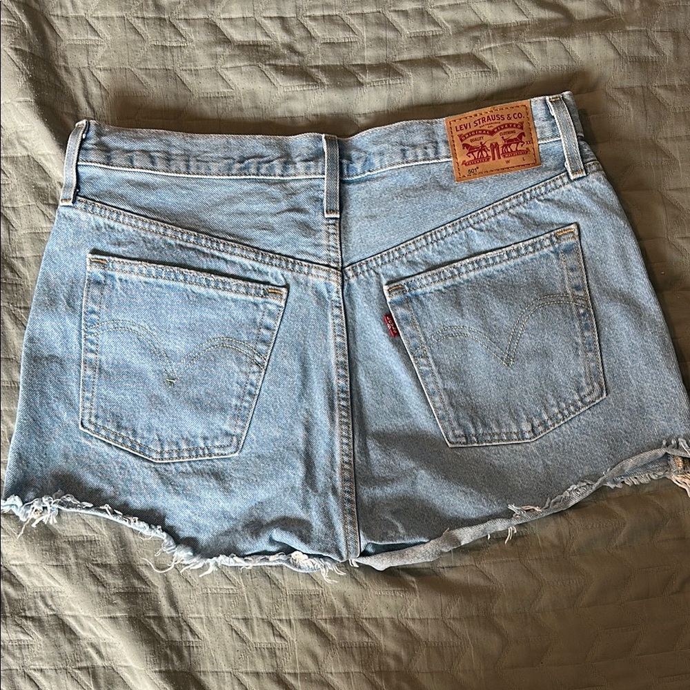Levi's 501 Sky Blue Cutoff Denim Shorts